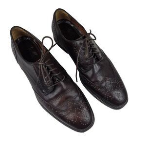 Johnston & Murphy Brown Leather Wingtip Oxford Mens Dress Shoes 8.5 M